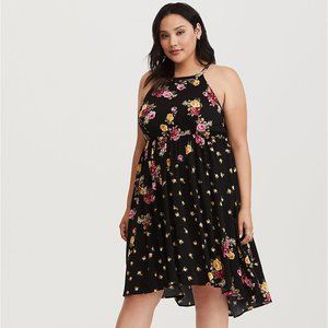 Torrid BLACK FLORAL HIGH NECK MIDI DRESS Size 4X